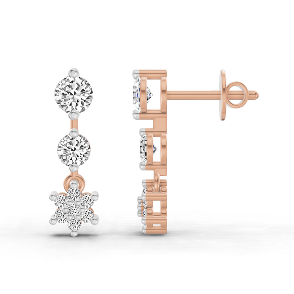 0.7 Carat Round Drop Earrings 14K - Rose Gold