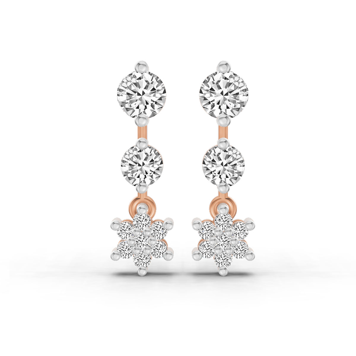 0.7 Carat Round Drop Earrings 14K - Rose Gold