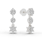 0.7 Carat Round Drop Earrings 14K - White Gold