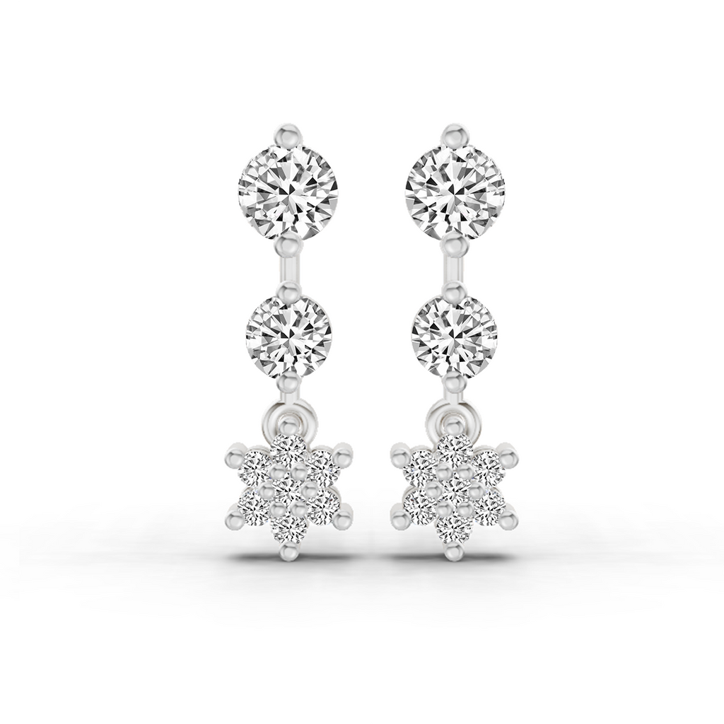 0.7 Carat Round Drop Earrings 14K - White Gold