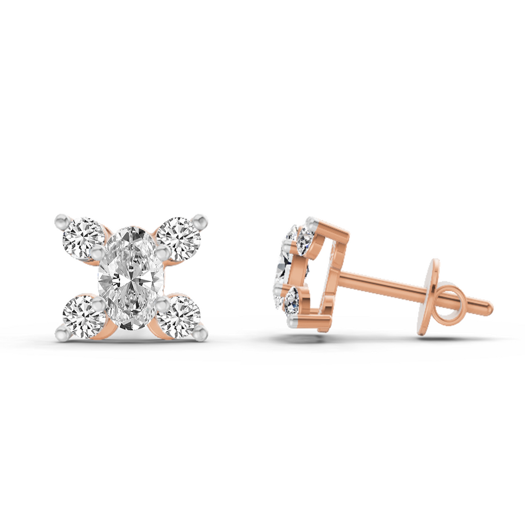 0.7 Carat Oval Stud Earrings 14K - Rose Gold
