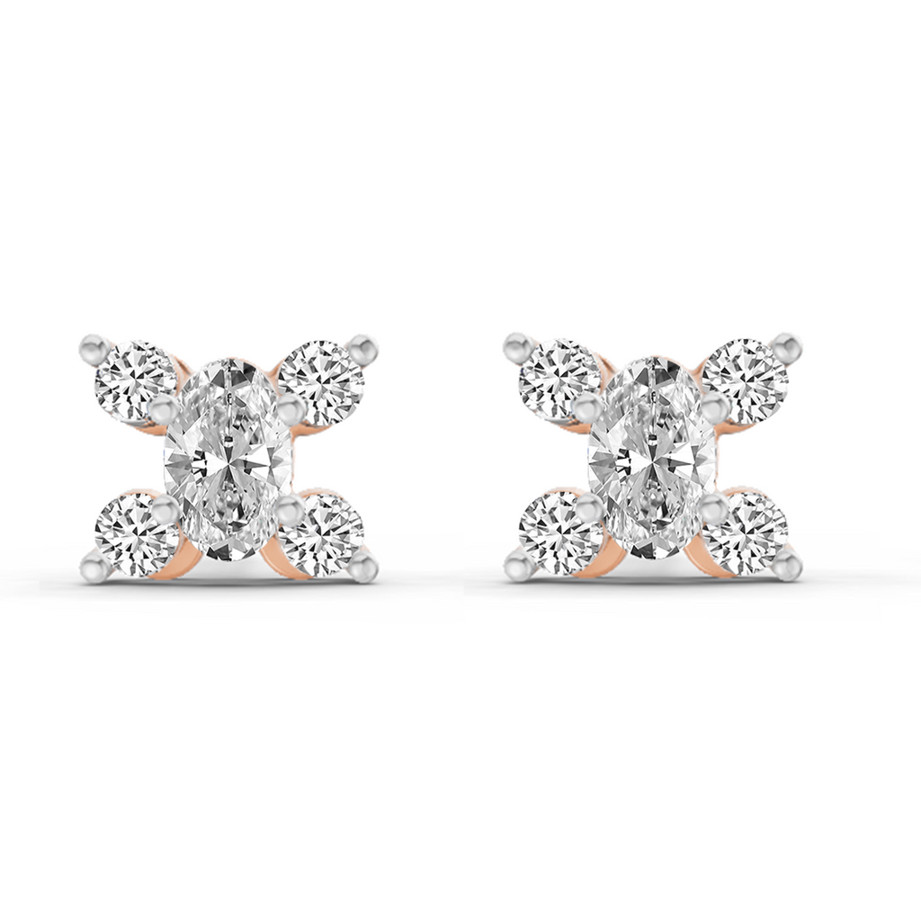 0.7 Carat Oval Stud Earrings 14K - Rose Gold