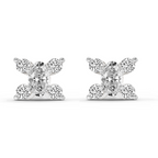 0.7 Carat Oval Stud Earrings 14K - White Gold