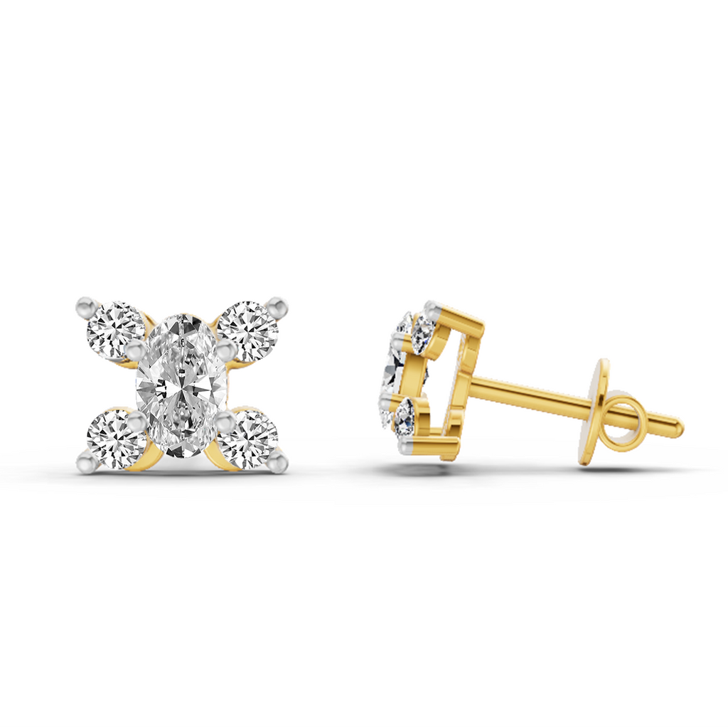 0.7 Carat Oval Stud Earrings 14K