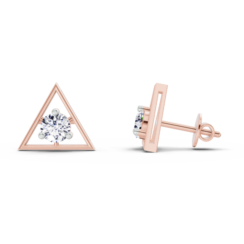 0.51 Carat Round Stud Earrings 14K - Rose Gold