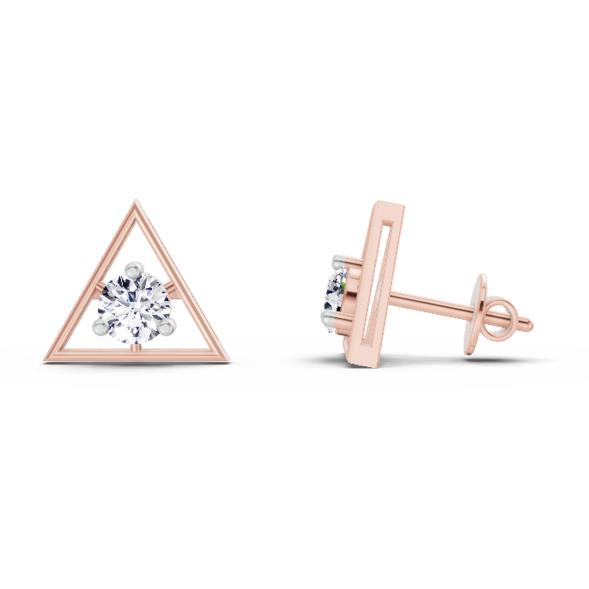 0.51 Carat Round Stud Earrings 14K - Rose Gold