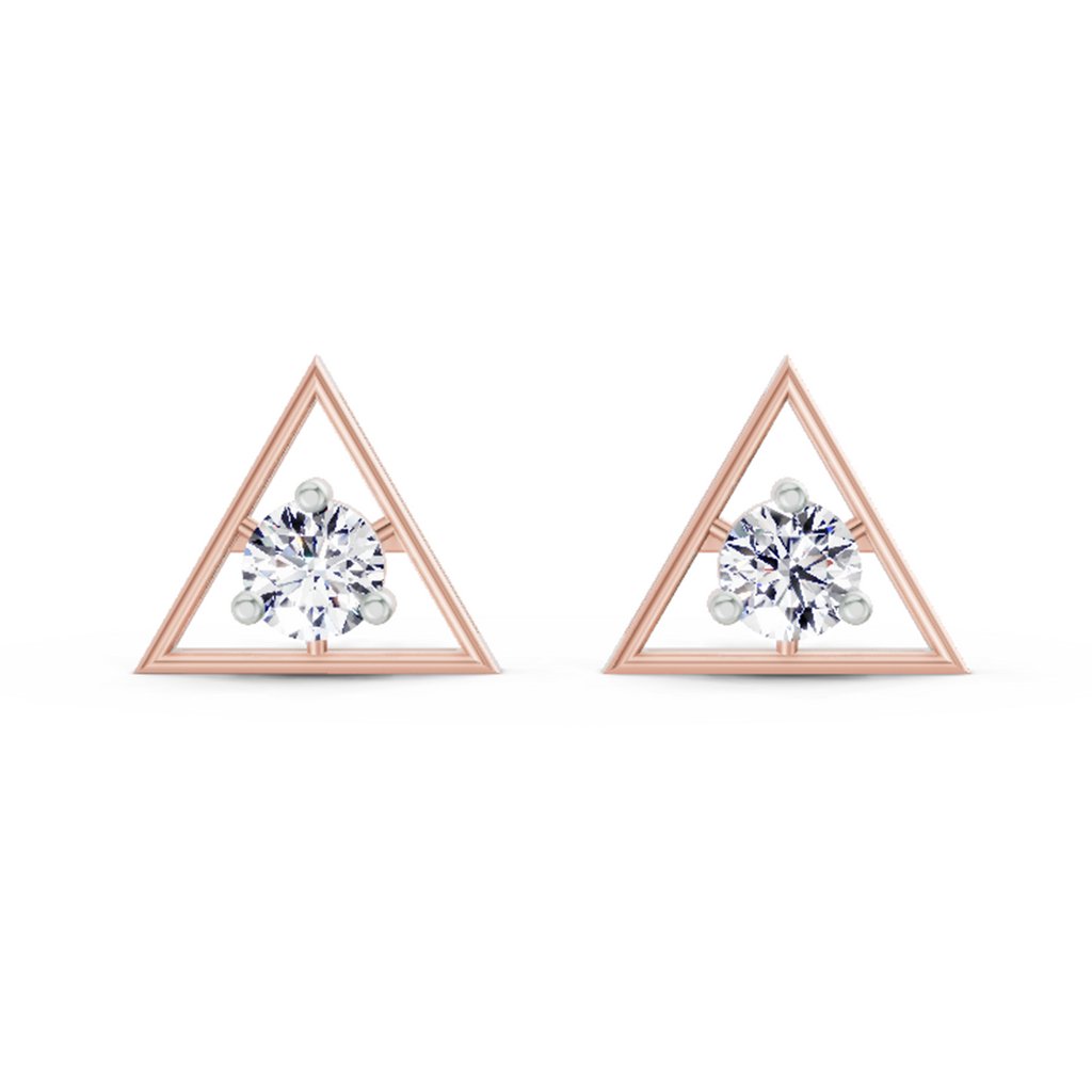 0.51 Carat Round Stud Earrings 14K - Rose Gold