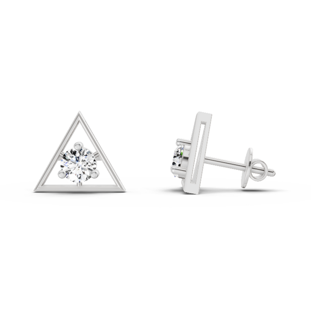 0.51 Carat Round Stud Earrings 14K - White Gold