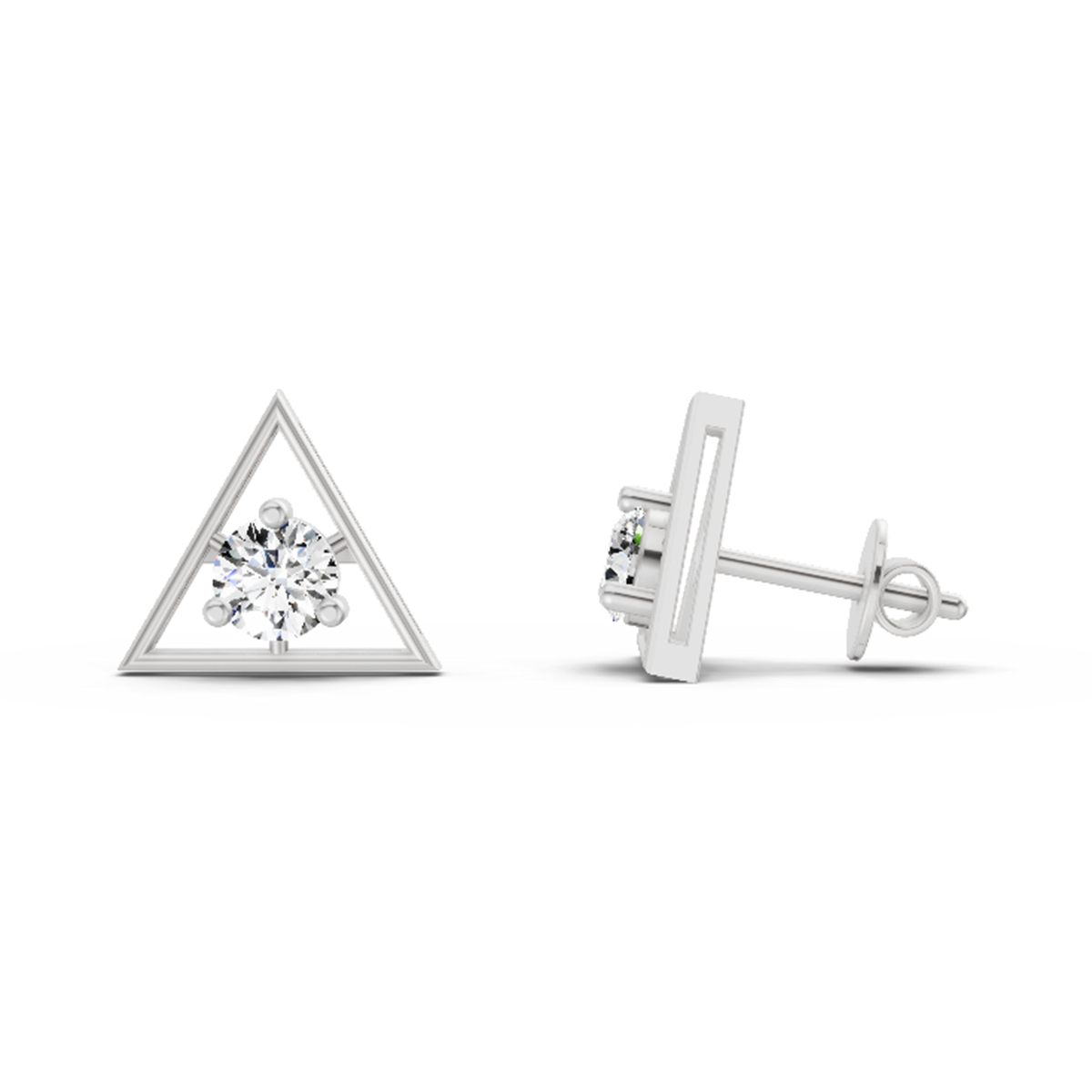 0.51 Carat Round Stud Earrings 14K - White Gold
