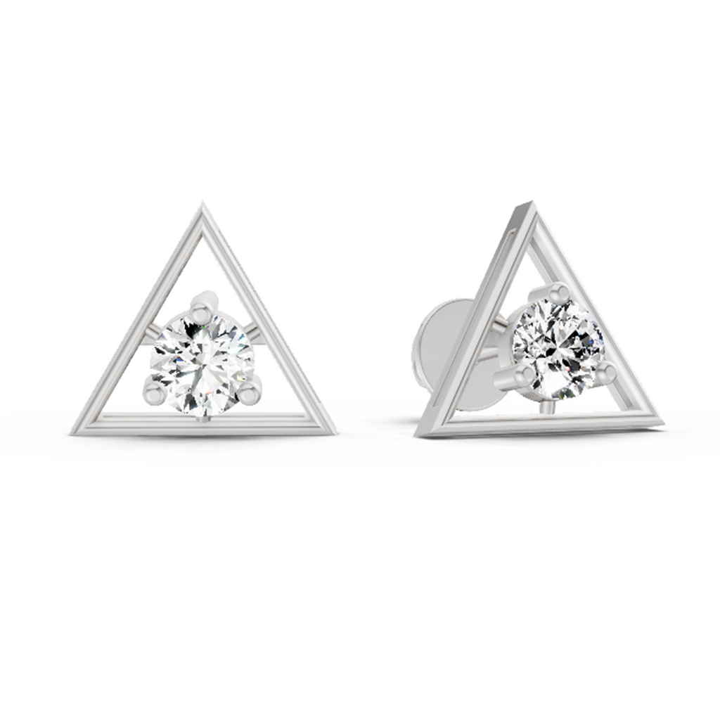 0.51 Carat Round Stud Earrings 14K - White Gold