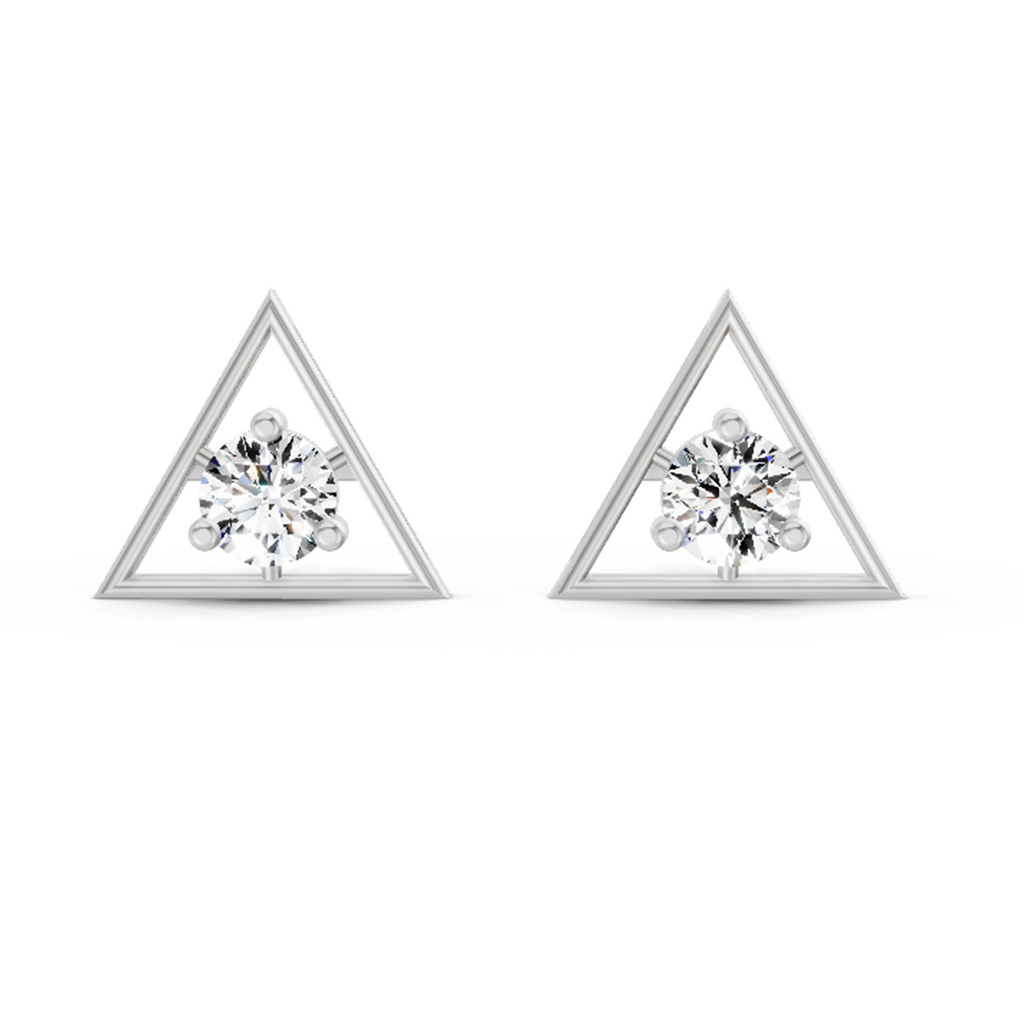 0.51 Carat Round Stud Earrings 14K - White Gold