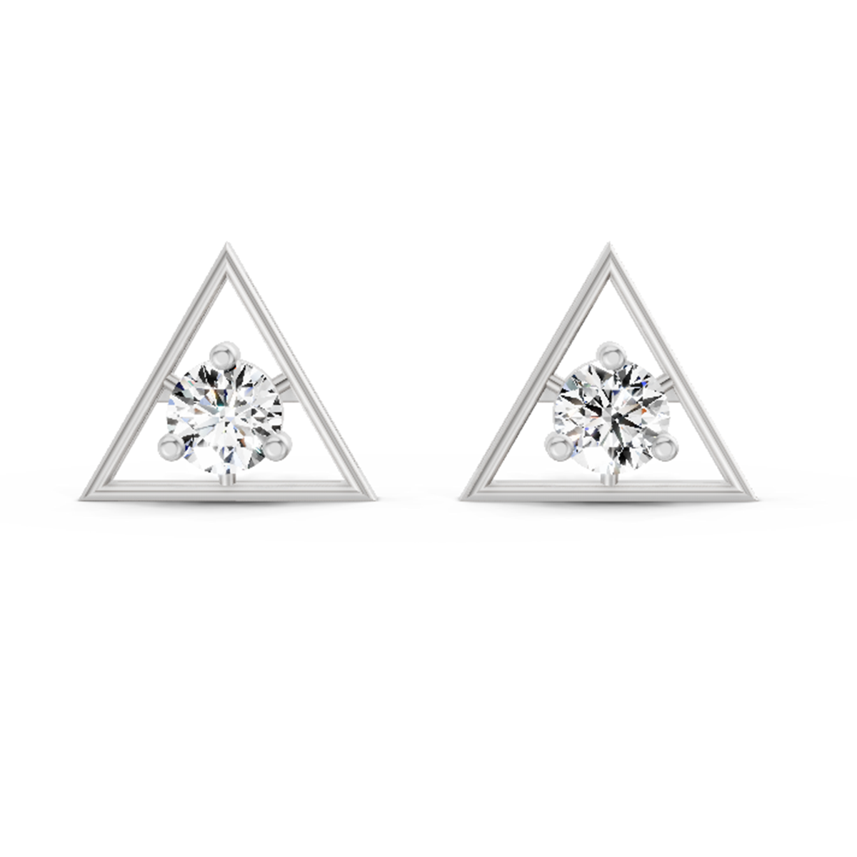0.51 Carat Round Stud Earrings 14K - White Gold