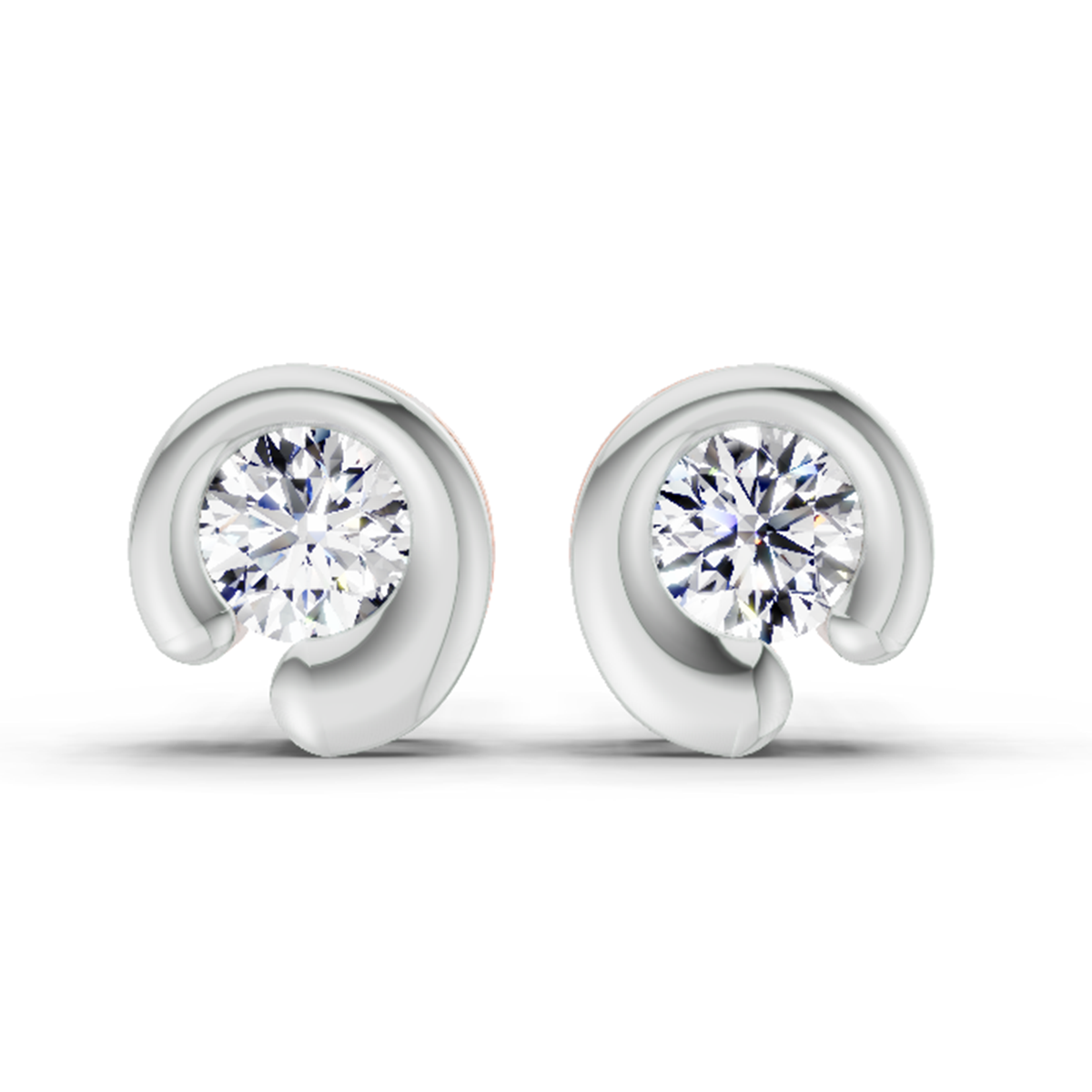 0.66 Carat Bezel Set Stud Earrings 14K - Rose Gold