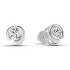 0.66 Carat Bezel Set Stud Earrings 14K - White Gold