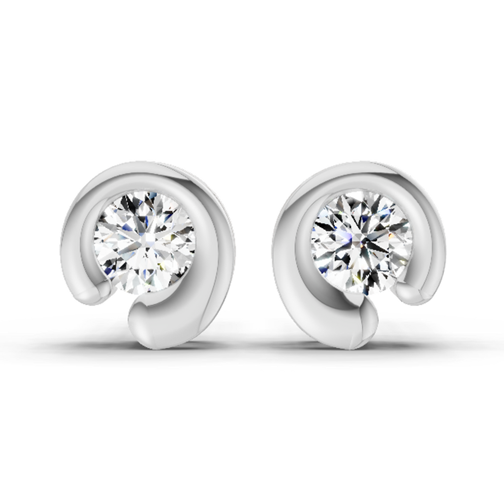 0.66 Carat Bezel Set Stud Earrings 14K - White Gold