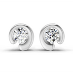 0.66 Carat Bezel Set Stud Earrings 14K - White Gold