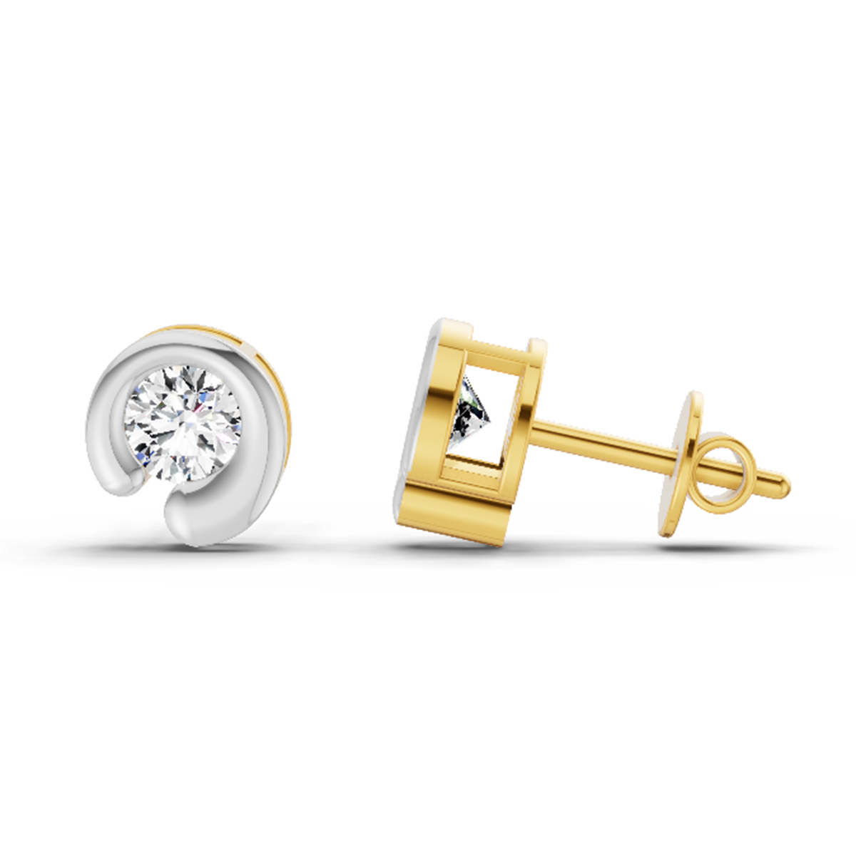 0.66 Carat Bezel Set Stud Earrings 14K