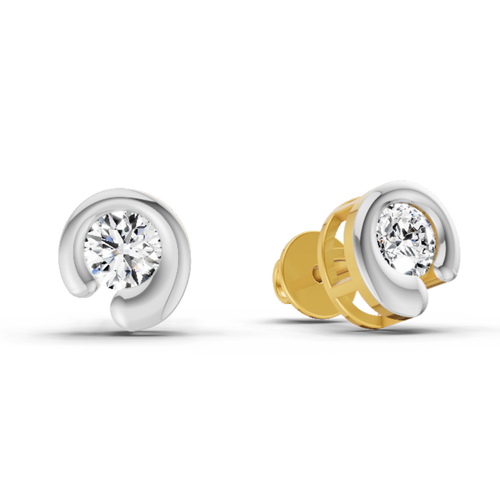 0.66 Carat Bezel Set Stud Earrings 14K