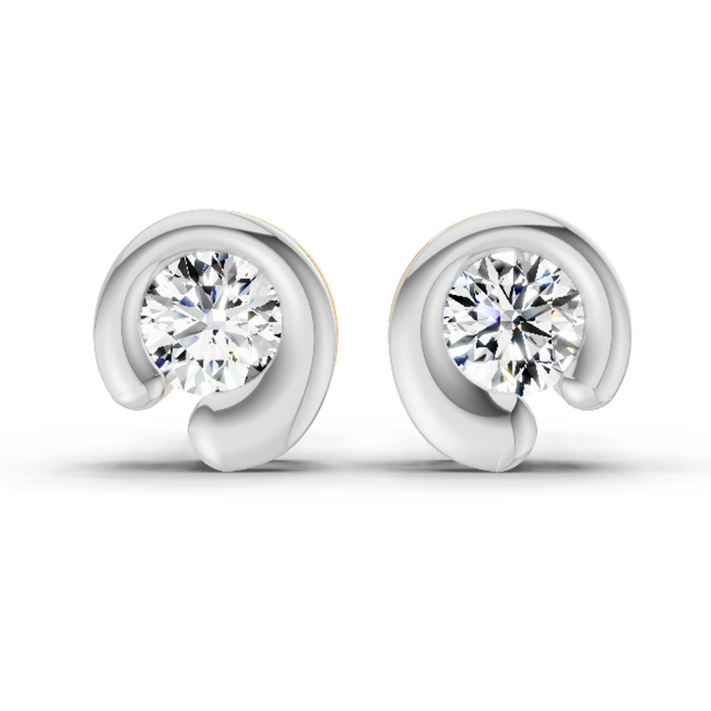 0.66 Carat Bezel Set Stud Earrings 14K