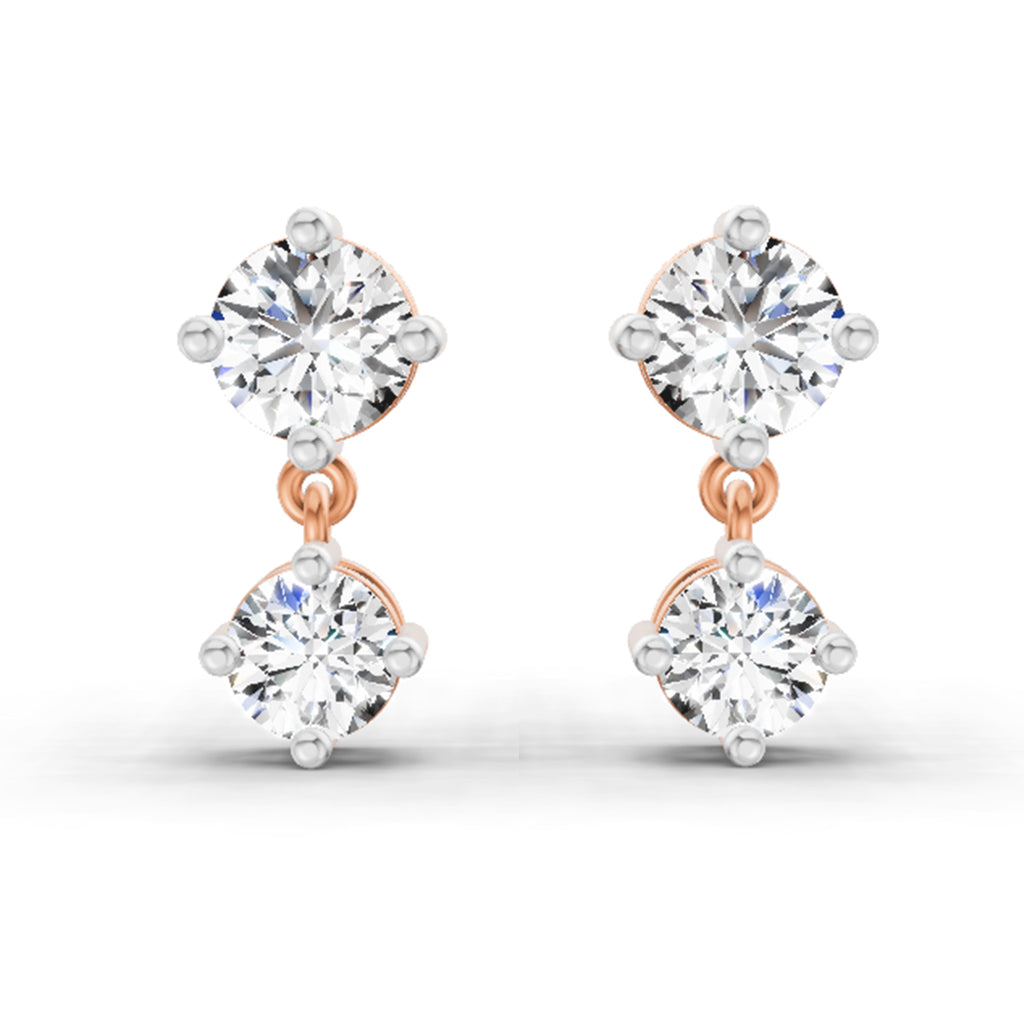 0.53 Carat Round Dangle Earrings 14K - Rose Gold