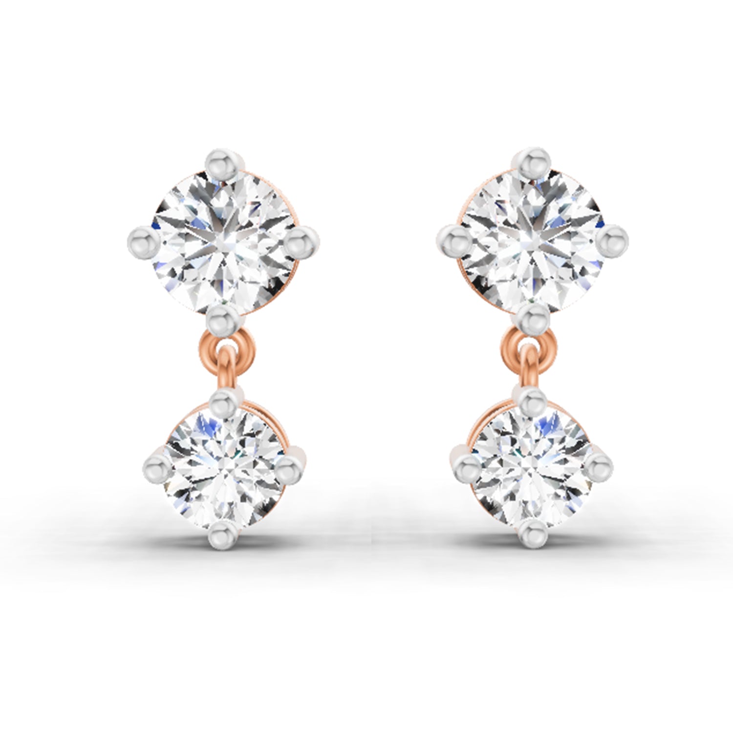 0.53 Carat Round Dangle Earrings 14K - Rose Gold