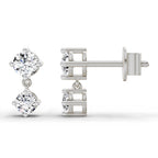 0.53 Carat Round Dangle Earrings 14K - White Gold