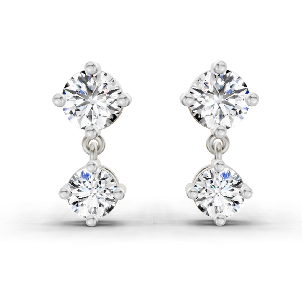 0.53 Carat Round Dangle Earrings 14K - White Gold