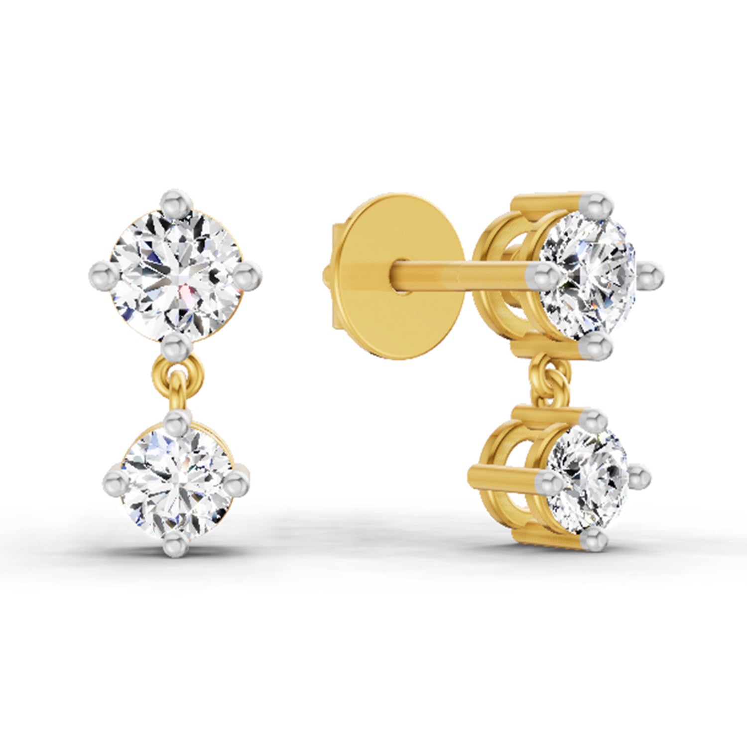 0.53 Carat Round Dangle Earrings 14K