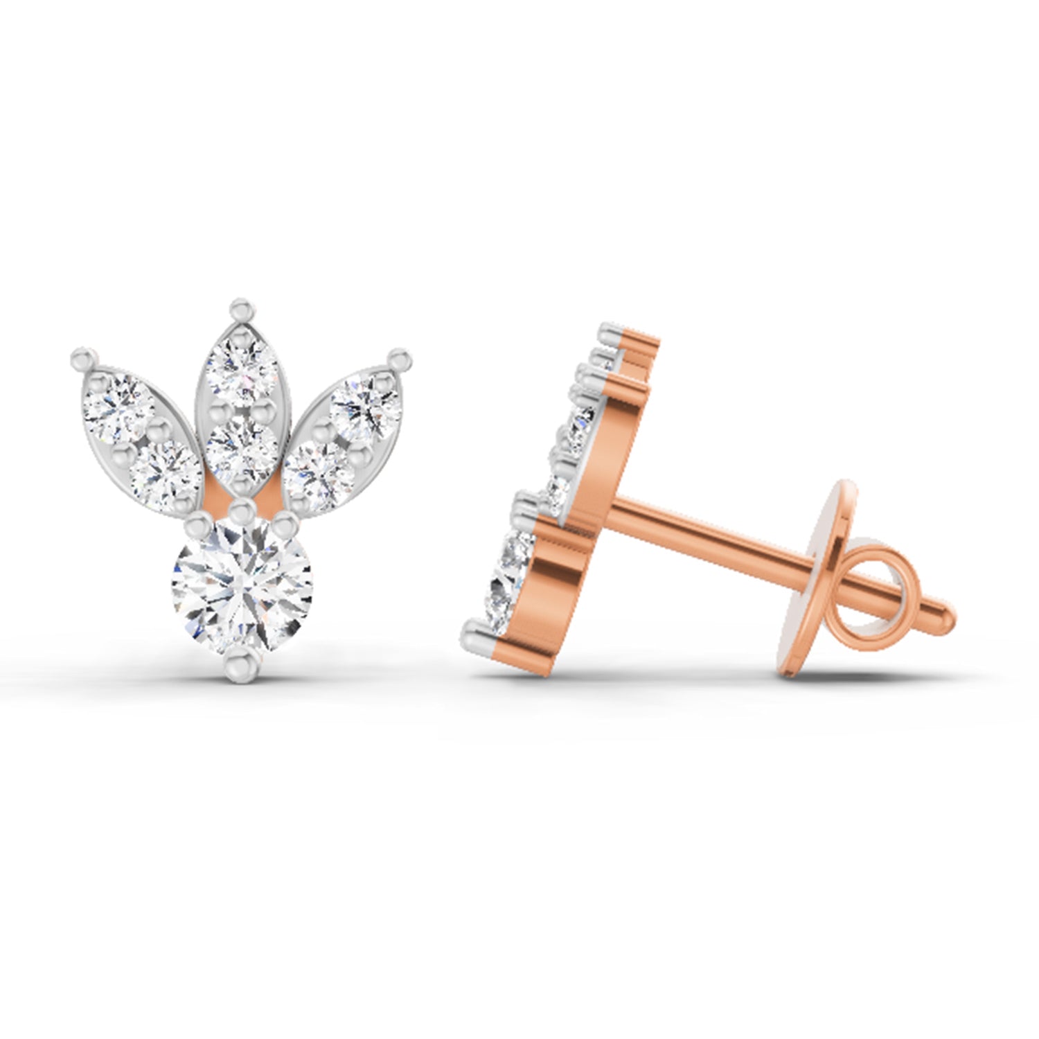 0.43 Carat Round Stud Earrings 14K - Rose Gold
