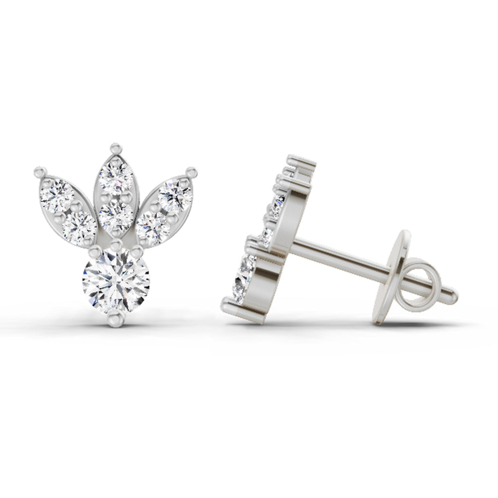 0.43 Carat Round Stud Earrings 14K - White Gold