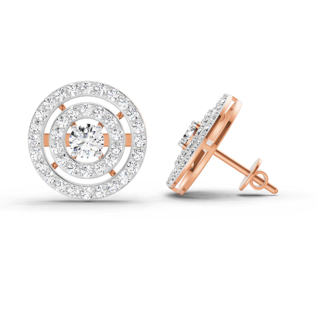 1.41 Carat Round Halo Stud Earrings 14K - Rose Gold