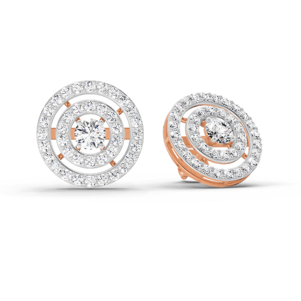 1.41 Carat Round Halo Stud Earrings 14K - Rose Gold