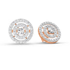 1.41 Carat Round Halo Stud Earrings 14K - Rose Gold