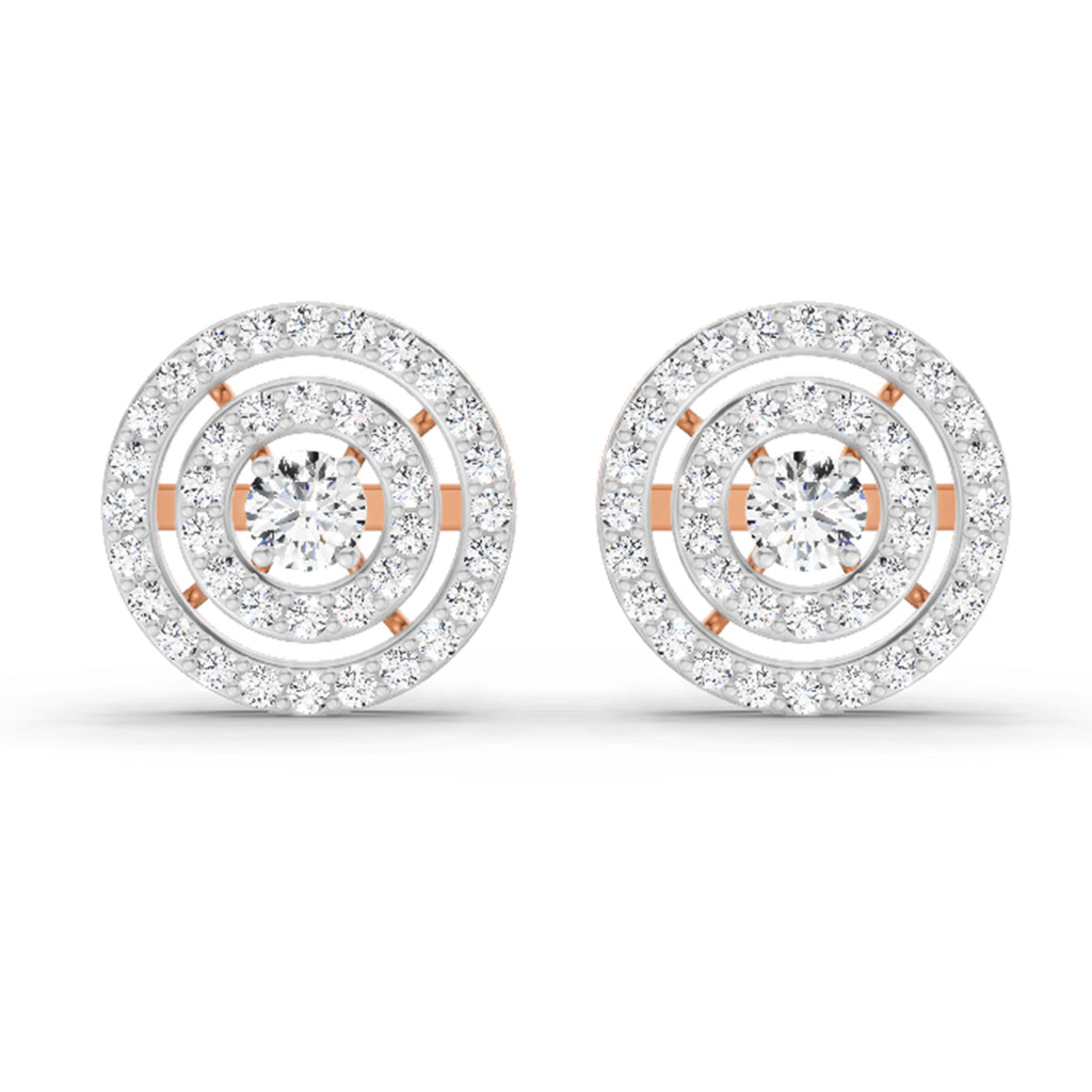1.41 Carat Round Halo Stud Earrings 14K - Rose Gold