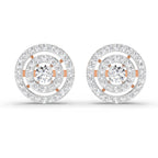1.41 Carat Round Halo Stud Earrings 14K - Rose Gold