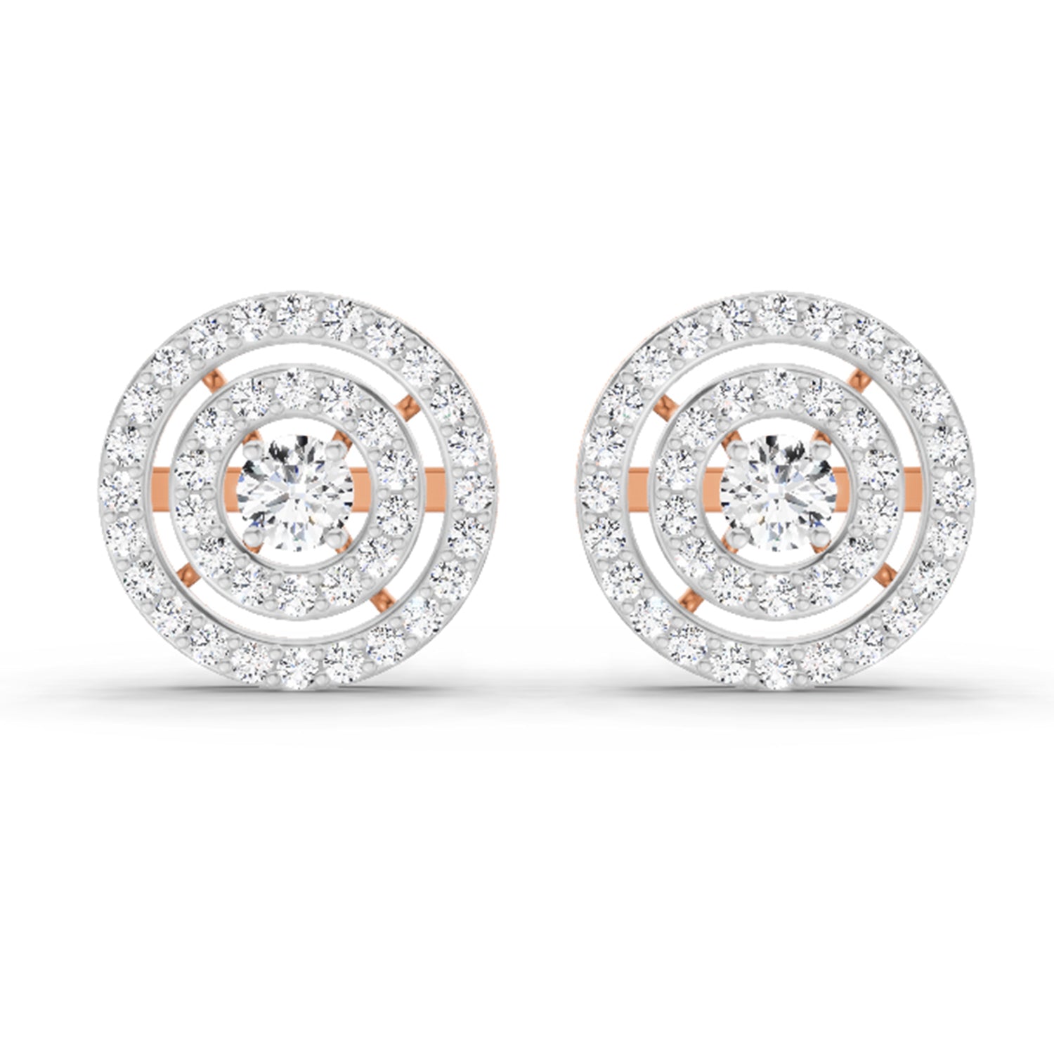 1.41 Carat Round Halo Stud Earrings 14K - Rose Gold