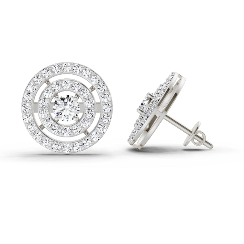 1.41 Carat Round Halo Stud Earrings 14K - White Gold