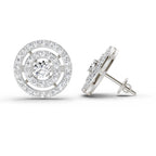 1.41 Carat Round Halo Stud Earrings 14K - White Gold