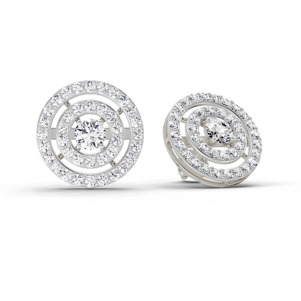 1.41 Carat Round Halo Stud Earrings 14K - White Gold