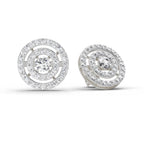 1.41 Carat Round Halo Stud Earrings 14K - White Gold