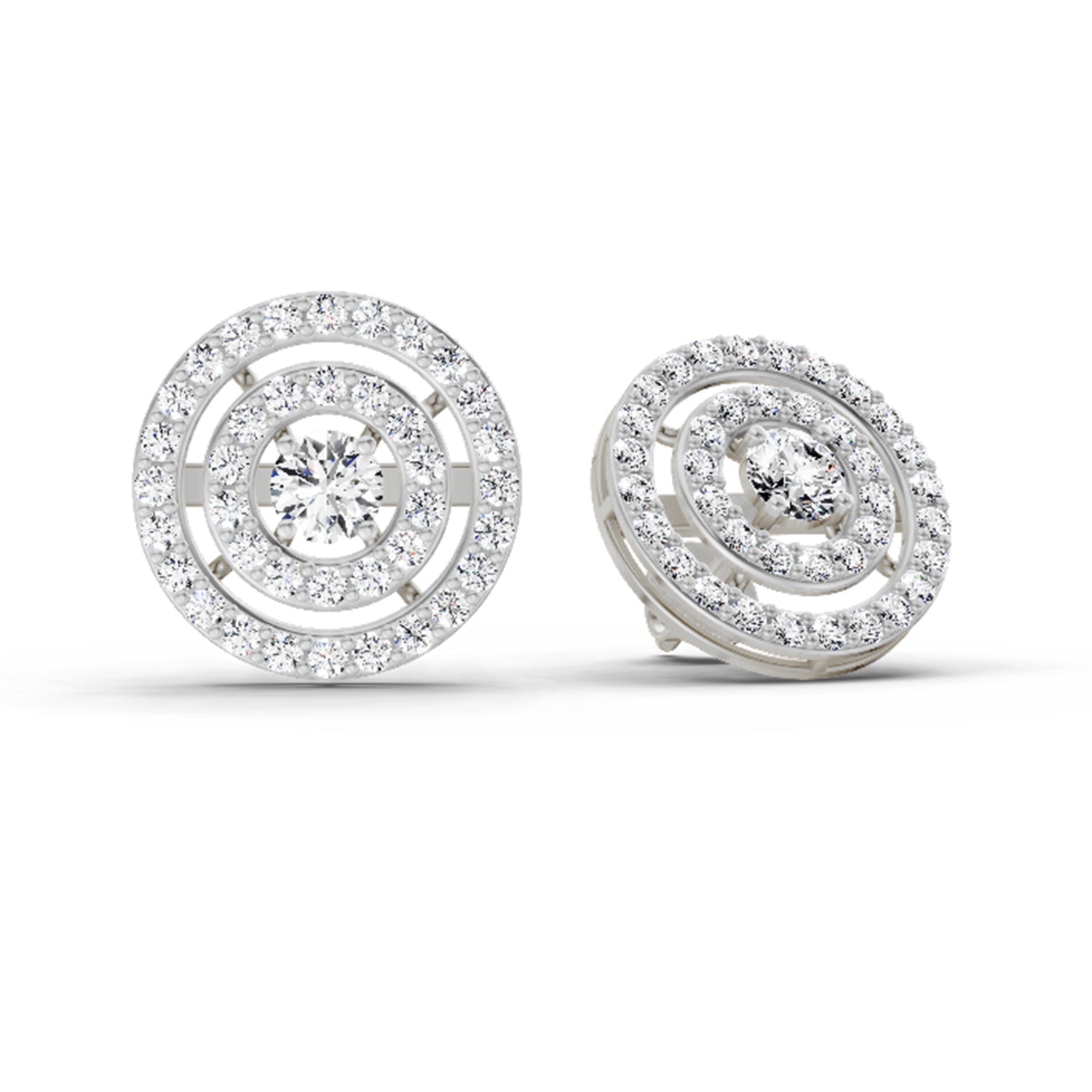 1.41 Carat Round Halo Stud Earrings 14K - White Gold