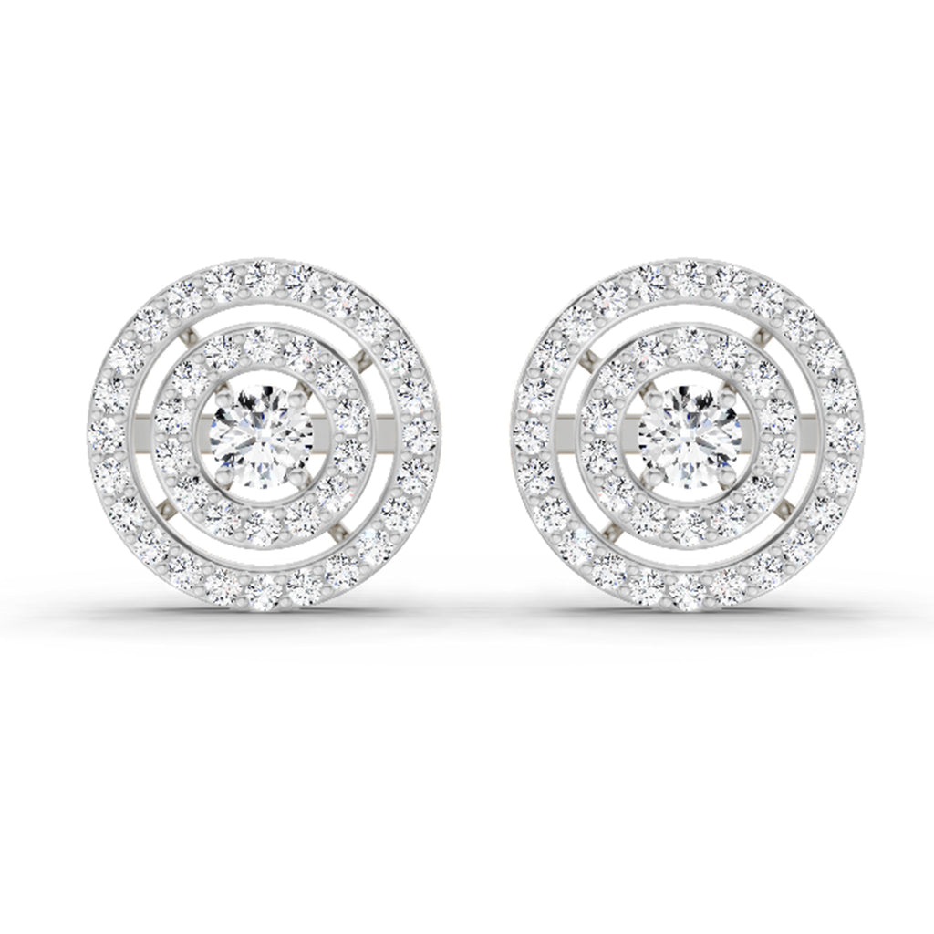 1.41 Carat Round Halo Stud Earrings 14K - White Gold