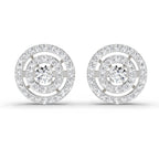 1.41 Carat Round Halo Stud Earrings 14K - White Gold