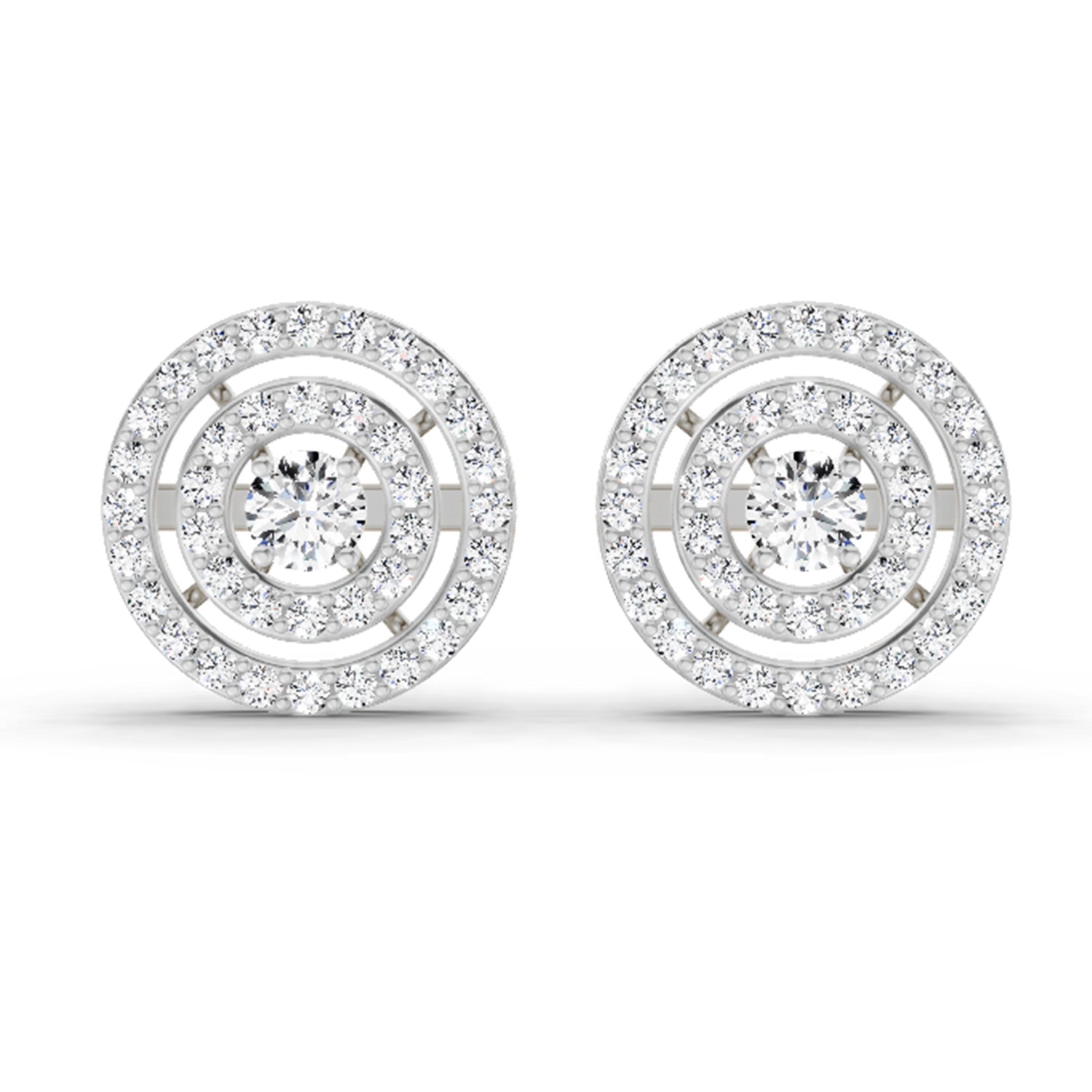 1.41 Carat Round Halo Stud Earrings 14K - White Gold