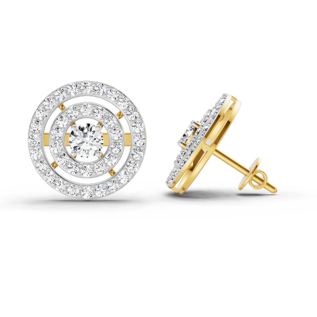 1.41 Carat Round Halo Stud Earrings 14K