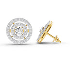 1.41 Carat Round Halo Stud Earrings 14K