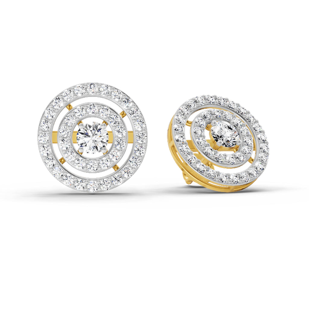 1.41 Carat Round Halo Stud Earrings 14K