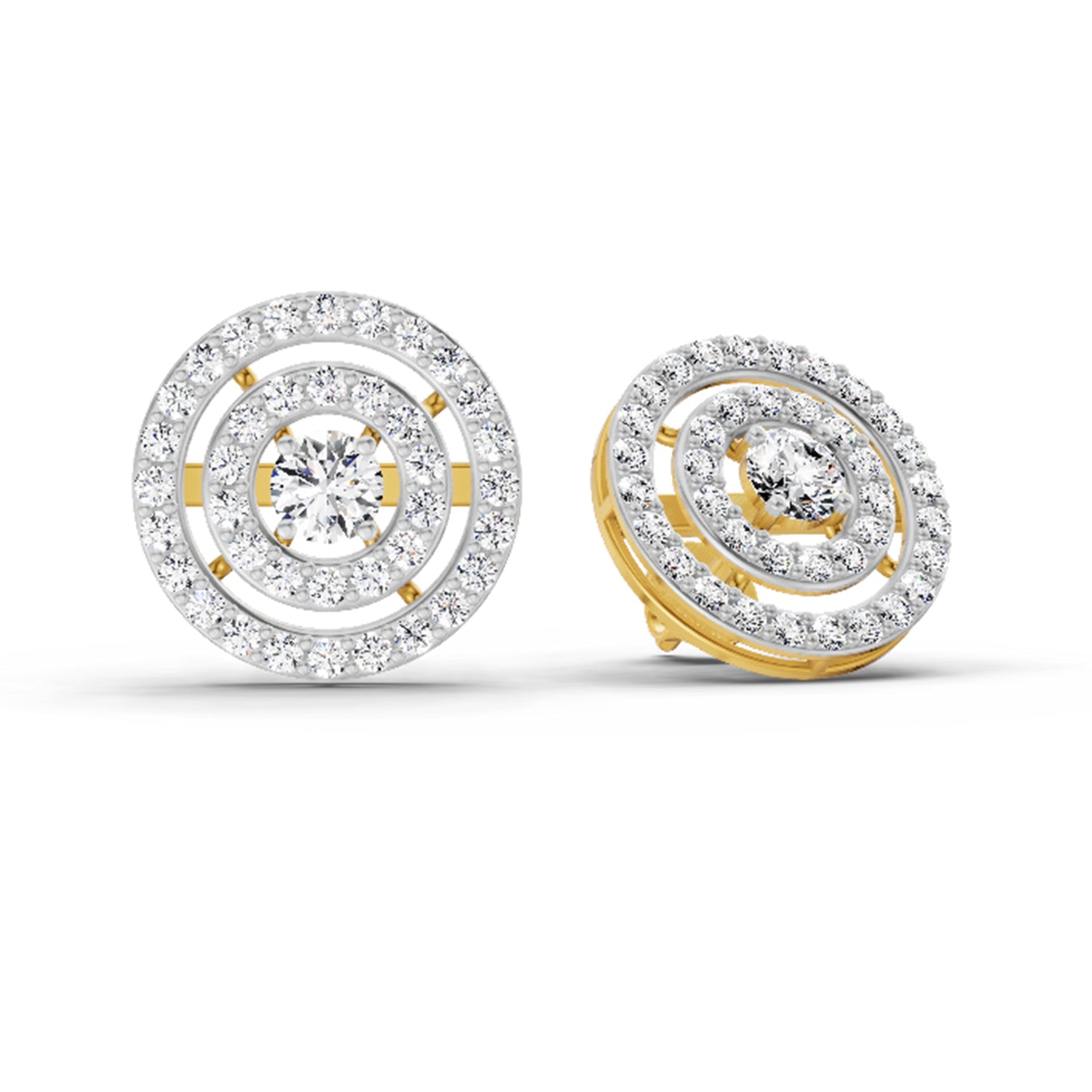 1.41 Carat Round Halo Stud Earrings 14K