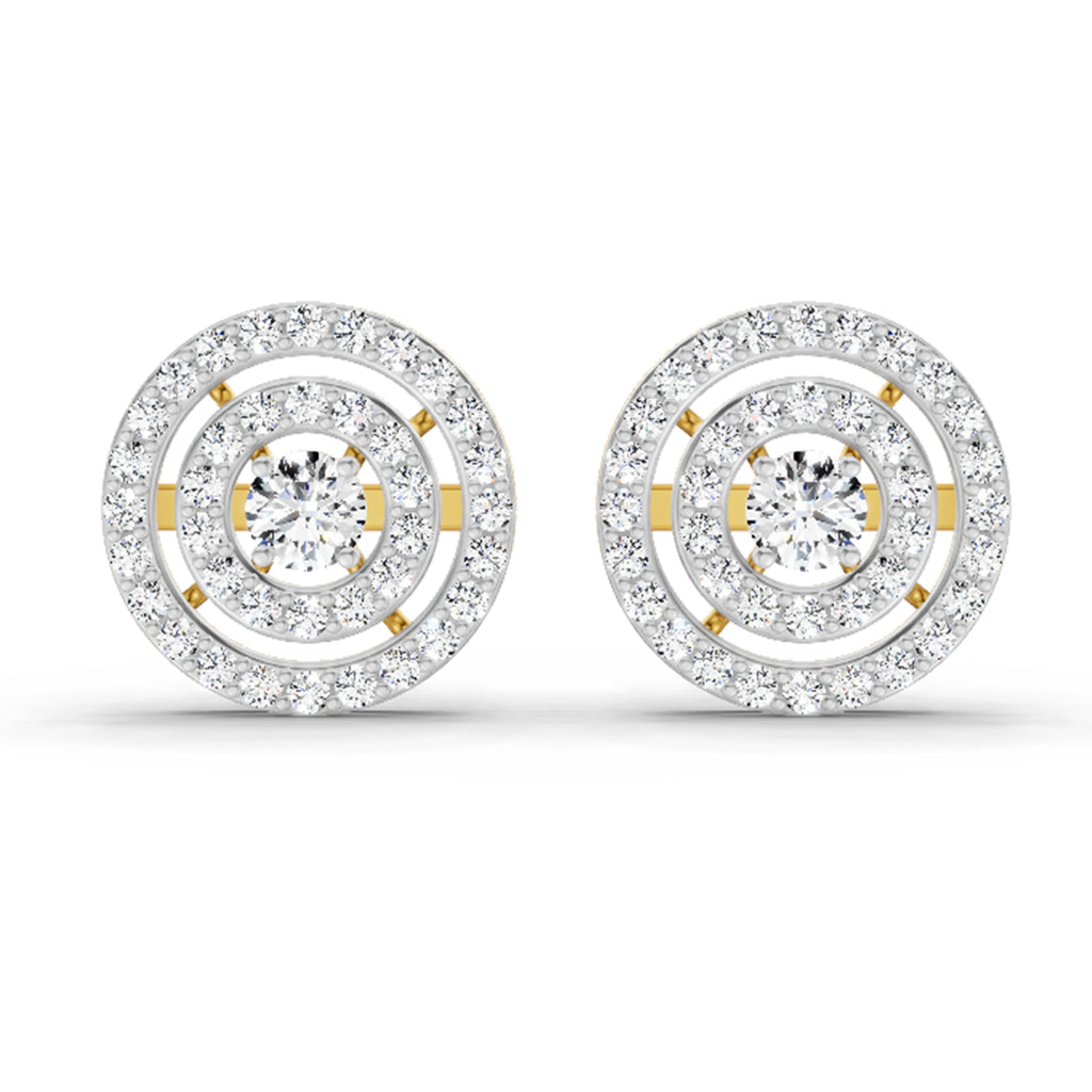 1.41 Carat Round Halo Stud Earrings 14K