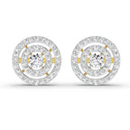 1.41 Carat Round Halo Stud Earrings 14K